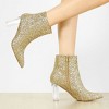 Allegra K Women's Zip Closure Pointed Toe Clear Block Heel Halloween Glitter Ankle Boots - 2 of 4