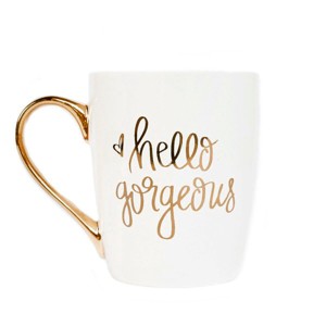 Sweet Water Decor Hello Gorgeous Gold Handle Coffee Mug - 16oz - 1 of 4
