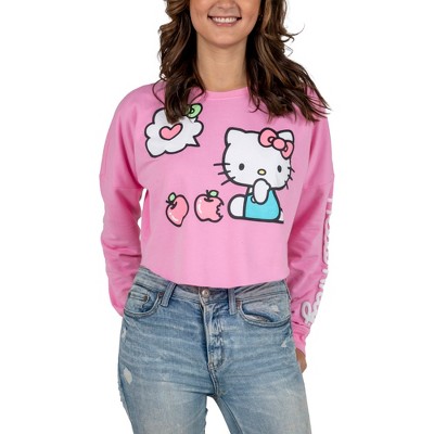 Hello Kitty Juniors Pink Crop Sweatshirt-medium : Target