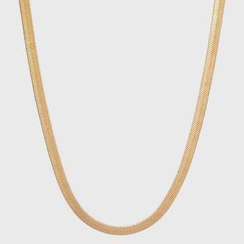 Medium Flat Herringbone Chain Necklace - Universal Thread™ Worn Gold