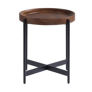20" Brookline Round End Table Medium Chestnut - Alaterre Furniture: Chic Industrial, Fixed Tray Top - 1 of 4