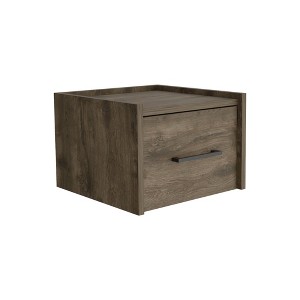FONTOI Floating Nightstand, Wall-Mounted Single Drawer with Handle, Side Table, End Table, Brown, 13.2"*9.8"*13.8" - 1 of 4