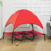 PawHut Elevated Portable Dog Cot Pet Bed with UV Protection Canopy Shade, 48 inch, Red - 2 of 4