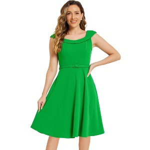 Allegra K Women's 1950s Retro Scoop Neck Formal Cocktail Swing Dresses - 1 of 4