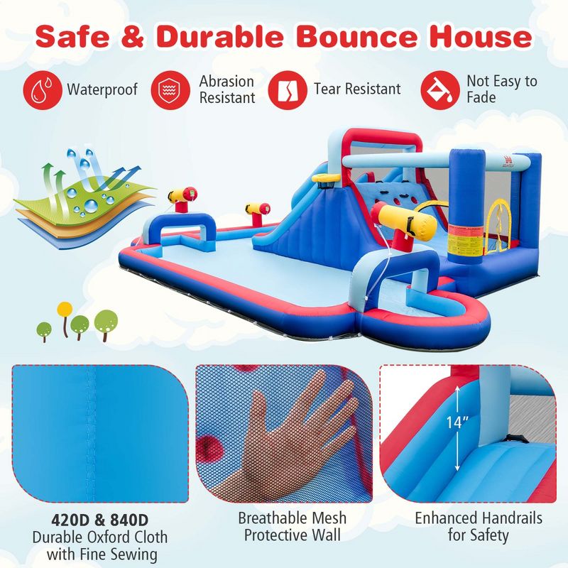 Costway Inflatable Water Slide Park Kids Bounce House Splash Pool without Blower, 5 of 10
