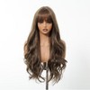 Synthetic Lace Front Wigs With Bangs For Women Long Body Wave Ombre Brown - 2 of 4
