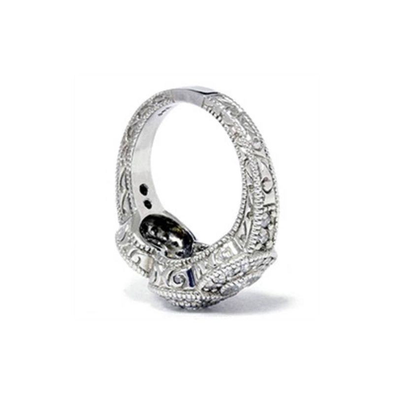 Pompeii3 1 1/2ct Vintage Black Diamond 3-Stone Ring 14k White Gold, 4 of 6