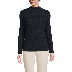 Lands' End Women's Long Sleeve Brushed Lace Mock Neck Top - 1 of 4