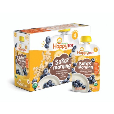 HappyTot Super Morning Organic Bananas Blueberries Yogurt & Oats with Super Chia Baby Food Pouch - 4oz