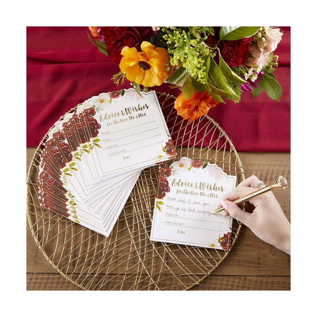 Kate Aspen Burgundy Blush Floral Wedding Advice Card (Set of 50) | 28507NA - thumbnail 5