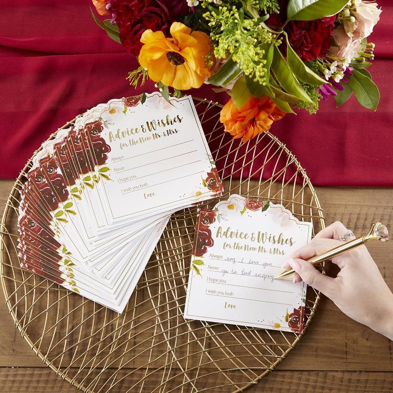 Kate Aspen Burgundy Blush Floral Wedding Advice Card (Set of 50) | 28507NA, 5 of 9