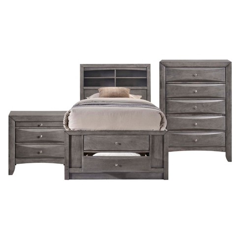 Madison Twin Storage 3pc Bedroom Set Gray Picket House Furnishings