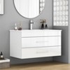 KWPZQEB Gloss Wall-Mounted Bathroom Vanity with Ceramic Sink, Modern Floating Vanity with Doors & Soft-Close System, Wall Mount Storage Cabinet, White - 4 of 4