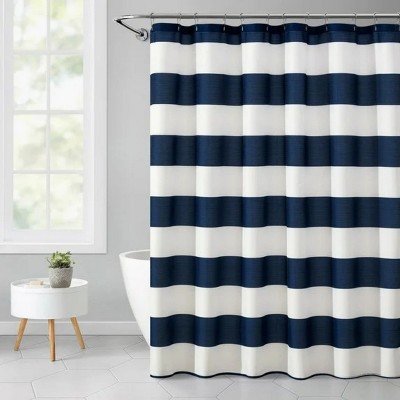 LunaLulinlk Blue Stripe Print 72“ x 72” Shower Curtain