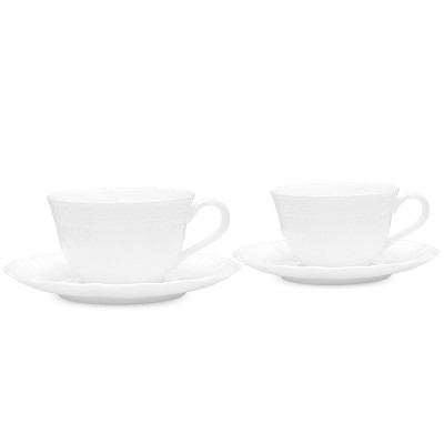 Noritake Cher Blanc Cup & Saucer Set (4 pieces), 7 oz.