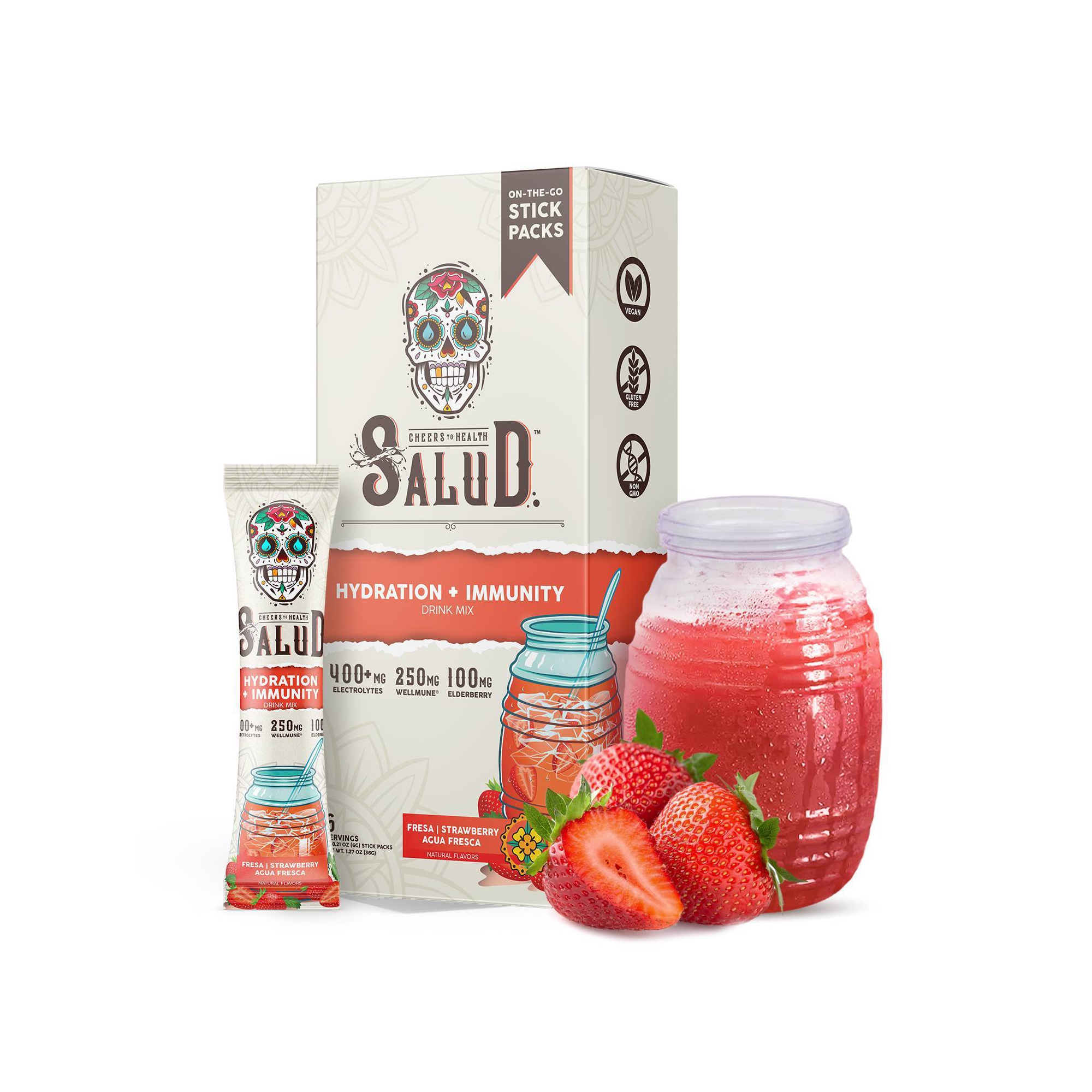 Salud Hydration + Immunity Strawberry Electrolyte Drink Mix - 6pk/0.21 oz Packet Sticks