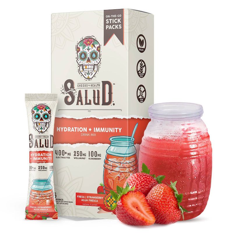 Salud Hydration + Immunity Strawberry Drink Mix - 6pk/0.21 oz Sticks, 1 of 11