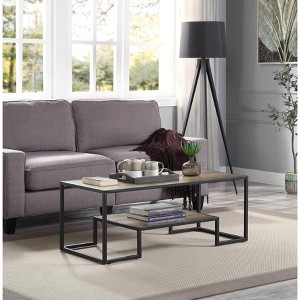 Idella Rustic Oak & Black Finish Coffee Table - 1 of 1