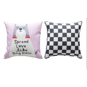 Manual Woodworks and Weavers Pet Lover Accent Pillow – “Spread Love Like Dog Hair” 9×9 Climaweave Cushion - 1 of 3