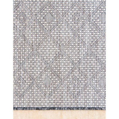 Charcoal Gray Trellis Synthetic 8' x 11'4" Outdoor Rug