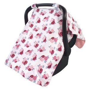 Hudson Baby Infant Girl Reversible Car Seat and Stroller Canopy, Blush Floral, One Size - 1 of 4