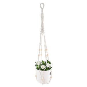 Unique Bargains Macrame Plant Hanger Woven Cotton Indoor Outdoor Decorative - 1 of 4