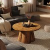 Lantine Solid Wood Coffee Table, 31.5-Inch Farmhouse Round Center Tea Table, Living Room, Small Space, Apartment - 4 of 4