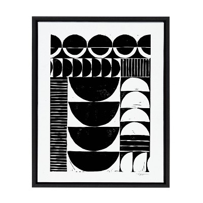 18" x 24" Sylvie Modern Circular Block Print Framed Canvas by Statement Goods Black - Kate & Laurel All Things Decor