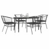 vidaXL 5 Piece Patio Furniture Set - Black Poly Rattan Dining Chairs with Cushions & Tempered Glass Patio Table - Outdoor Garden Set - 2 of 4