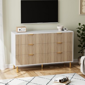 ODK Modern 6 Drawer Dresser for Bedroom with Gold Handle and Large Drawer, Wood Double Chest of Drawers and Storage Organizer for Living Room - 1 of 4