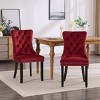 Velvet Tufted Dining Chairs with Nailhead Trim, 2-Piece Upholstered Solid Wood Chair Set for Dining Room-The Pop Home - 2 of 4