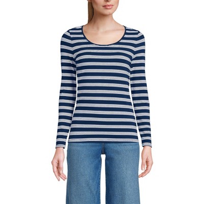 Lands' End Women's Long Sleeve Lightweight Jersey Scoop Neck T-Shirt