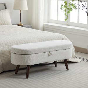 Vynxaria White 48" Upholstered Storage Ottoman and Entryway Bench - Versatile Seating and Storage Solution - 1 of 4