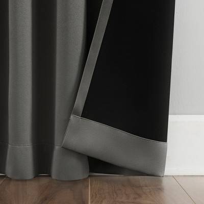 Aria Gray Polyester Blackout Back Tab Curtain Panel Pair