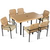 TiramisuBest 7-Piece Outdoor Wicker Patio Dining Set,Plastic-Wood Table,Umbrella Hole,Oatmeal Cushions for Backyard/Garden/Poolside - 2 of 4