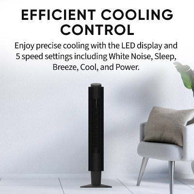 EVO 42&quot; Black Wi-Fi Remote Controlled Tower Fan