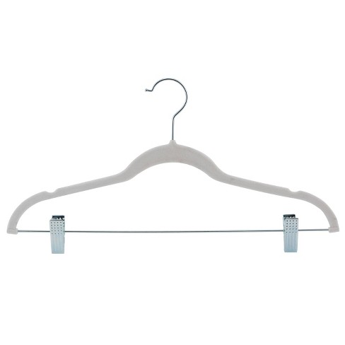 Simplify White Velvet Hangers with Clips (6-pack)