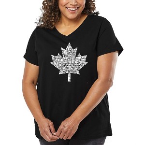 LA Pop Art Women's Word Art V-Neck - CANADIAN NATIONAL ANTHEM - 1 of 4