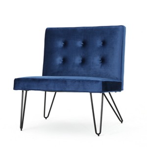 Darrow New Velvet Modern Armless Chair Navy - Christopher Knight Home, Blue