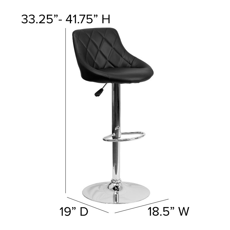 Flash Furniture Contemporary Vinyl Bucket Seat Adjustable Height Barstool with Diamond Pattern Back and Chrome Base, 4 of 11