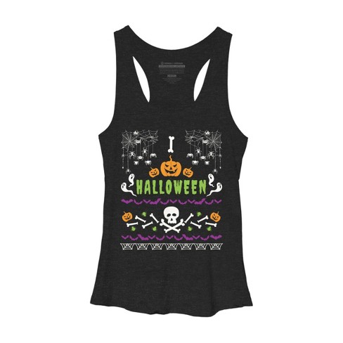 Women's Design By Humans Halloween Lover Ugly Sweater By machmigo Racerback Tank Top - image 1 of 3