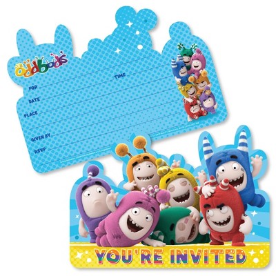 Oddbods x Big Dot of Happiness - Shaped Fill-In Invitations - Kids Birthday Party Invitation Cards with Envelopes - Set of 12
