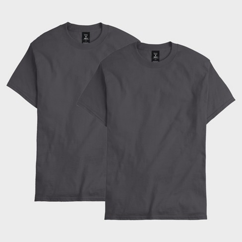 Hanes Beefy Men's T-shirt Pack, 2-pack Smoke Gray S : Target