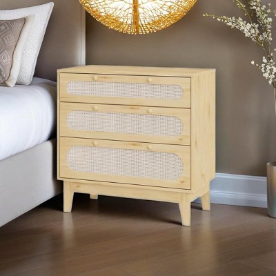 Rattan Dresser for Bedroom, 3 Drawers Dresser for Closet, Chests of Drawers
