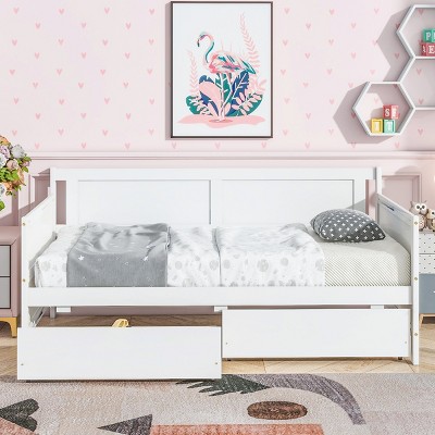 Twin Size Daybed with Storage Drawers, Minimalist Style for Compact Spaces, Sofa Bed Design with Solid Pine Wood Frame-Baofuwish