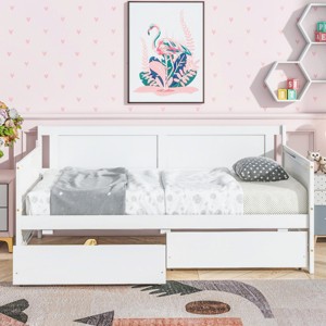 Twin Size Daybed with Storage Drawers, Minimalist Style for Compact Spaces, Sofa Bed Design with Solid Pine Wood Frame-Baofuwish - 1 of 4