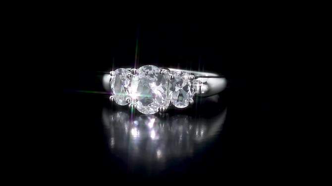 3 1/2 CT. T.W. Simulated White Sapphire 3 Stone Ring in Sterling Silver, 2 of 5, play video