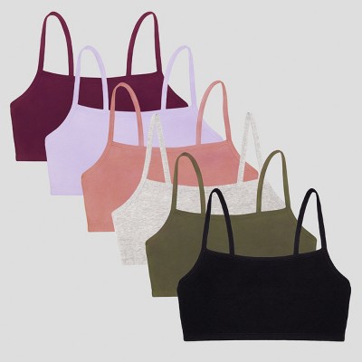 Fruit Of The Loom Women's Tank Style Cotton Sports Bra 6-pack Black/heather  Grey/olive/purple/lilac/desert Dusk 38 : Target