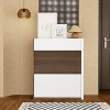 Famapy Storage Cabinet White Patchwork Brown Expandable Structure Stylish and Practical - 2 of 4