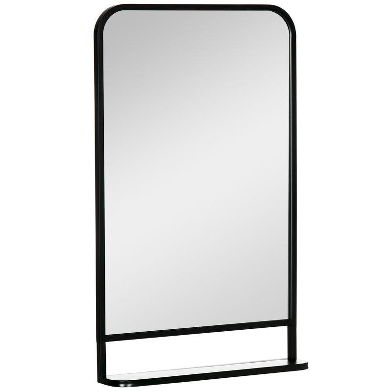 HOMCOM 34" x 21" Rectangle Modern Wall Mirror with Storage Shelf, Mirrors for Wall in Living Room, Bedroom, Black, 4 of 7